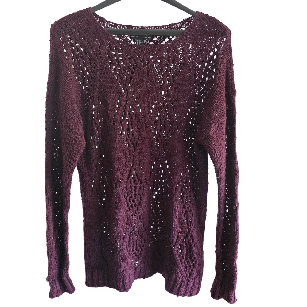 Forever 21+ Plus Size Burgundy Open‎ Knit Sweater Top 1X Pullover